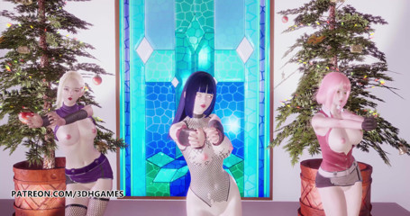 3D-Hentai Games: Dua Kali - Rasa tarian bogel istimewa Ino Sakura Hinata tarian...