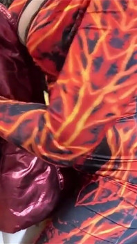Red Nylon Jumpsuit Fetish Cameltoe Tease, Deep Blowjob and Cum on My Downjacket
