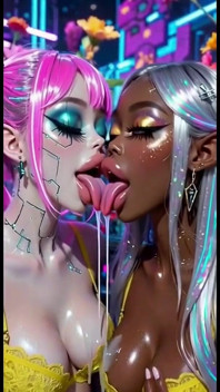 Divertente lesbiche lingua e bacio feticcio, Animazione ai