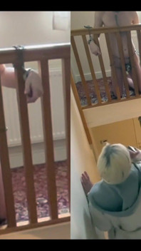 Left My Chastity Sub Chained Naked to the Bannister Upstairs on His Knees While I Went Out for a Coffee with the Girls.