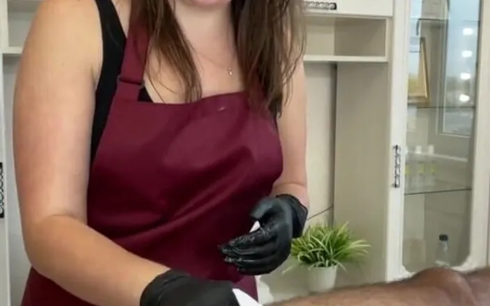 SugarNadya: During a Depilation Training by Sugarnadya, a Client Cum on...