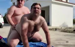 Daddy Fucks Boy on Driveway Outdoors