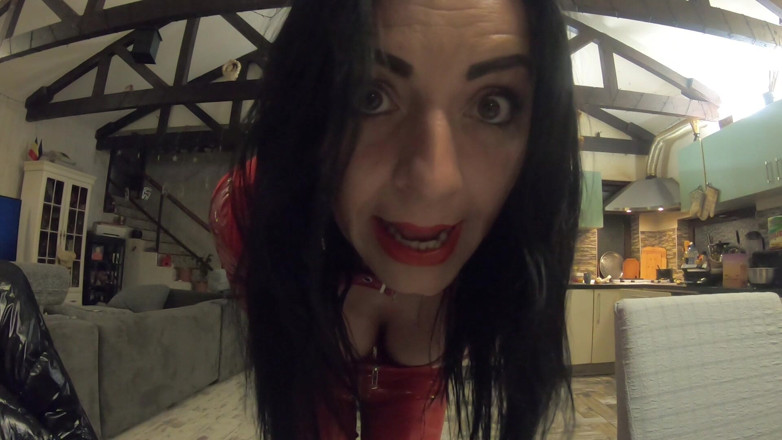 MilfyCalla: Red Leather Dress and Thigh High Boots Tease. Tight Fit,...