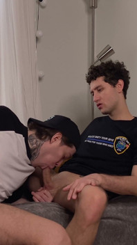 Couch Kiss and Blowjob Turn Into Raw Ride and Mutual Orgasm