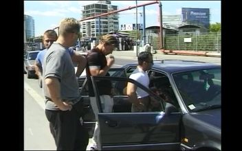 Amateur Redhead Slut Sucks and Fucks Three Big Amateur Cocks in Public