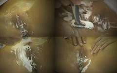 Aku mencukur memek berbulu ny