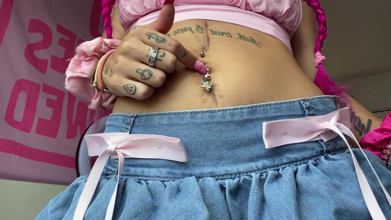 Nali Marie: Belly Button Fingering Teen Long Nails Mini-skirt Stomach Tummy Belly...