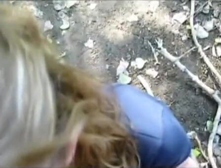 Femdom Sex: Blonde amateur slut gives horny blowjob outdoor with facial