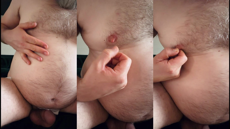 Beardedcummer: Hard spelen met mijn harige tepels