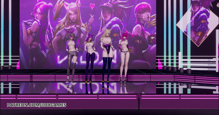 3D-Hentai Games: 女の子の日 - 何かストリップアーリ、アカリ、イブリン、カイサ3D無修正エロダンス