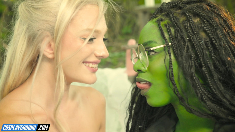 Cosplayground: Ana Foxxx Fucks Kenna James with a Giant Green Dildo...