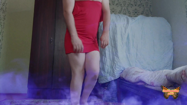 Kitty_Cross: Sexy zadek Femboy Model Crossdresser Domácí striptýz velký zadek nohy...
