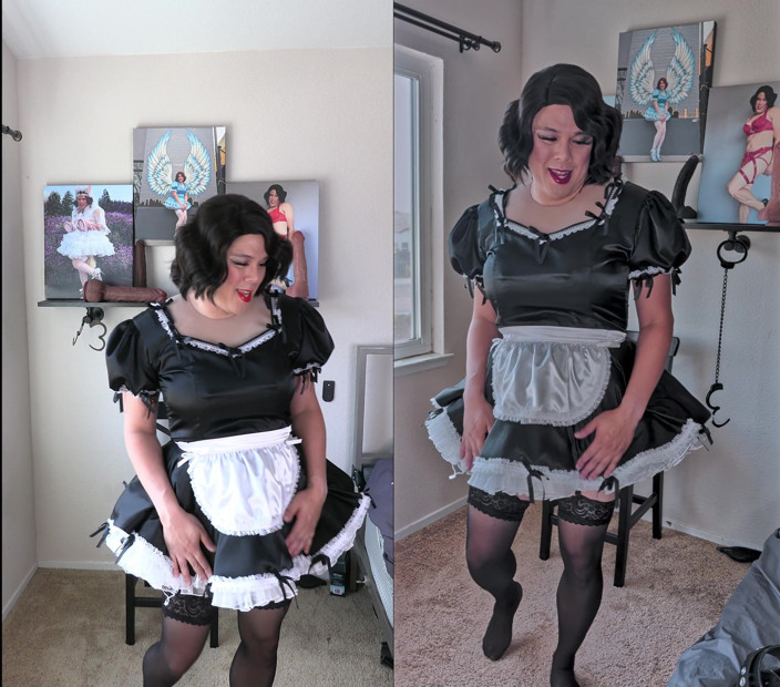 Sissy Candy: Essere vestito e collegato con la cameriera sissy candy