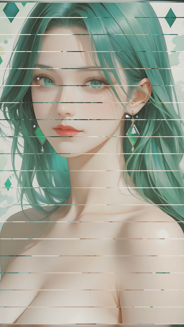 LustRender: Nude Silhouette in Emerald Geometry