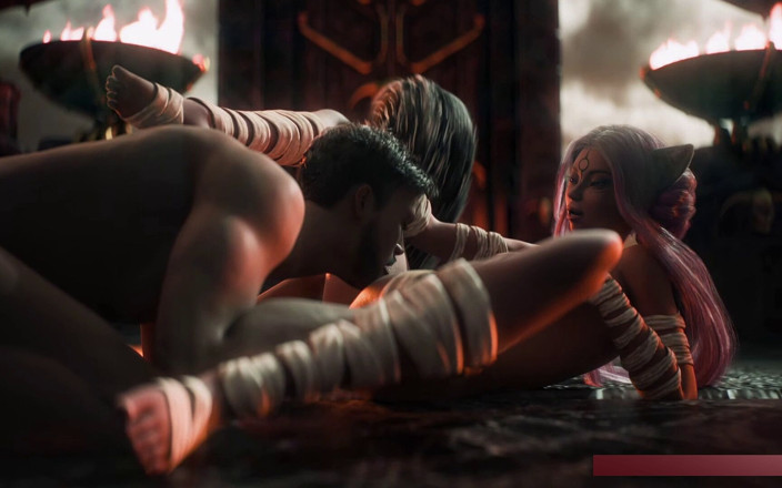 3D Cartoon Porn: Семь Королевств 43 - правда атласа Lucius встречается с Королем Демонов Дил, затем лижет киску Kagome