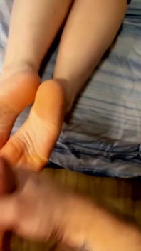 Cum on feet blowjob