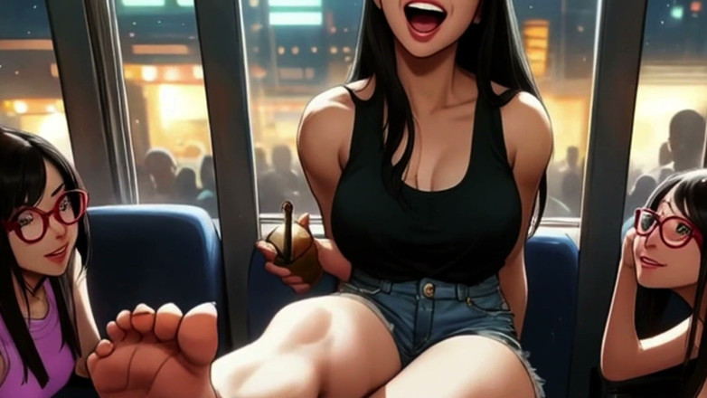 Spicy Toons: Kawan Lin membantu mengeringkan zakar awak di dalam bas