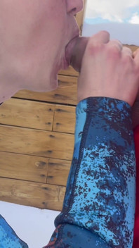 Święty Mikołaj daje mi anal krem pie 8 cali wielki kutas głębokie gardło w śniegu