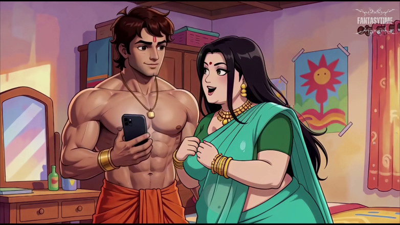 Fantasy time: Bheem fickte Tuntun, während sie ihre walzen aufnimmt, video