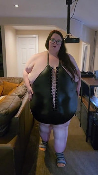 Sexy SSBBW Ass and Belly Walking in Leather Suit Part 2