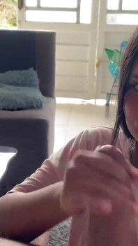 The Colombian Girl Sucks and Swallows Semen When Her Neighbor Sees Her