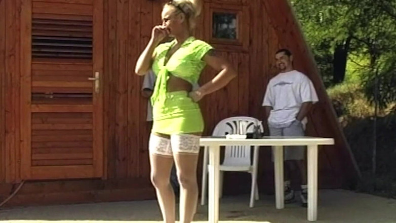 My German Amateurs: Blonde Sucks and Rides Two Cocks Outdoors