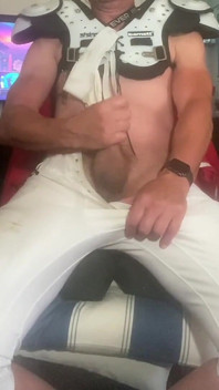 Jockdad87 Nuts in His Football Pads & Pants