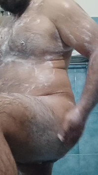 Indian Nude Daddy Enjoying a Hot Shower and Showing off His Wet Body