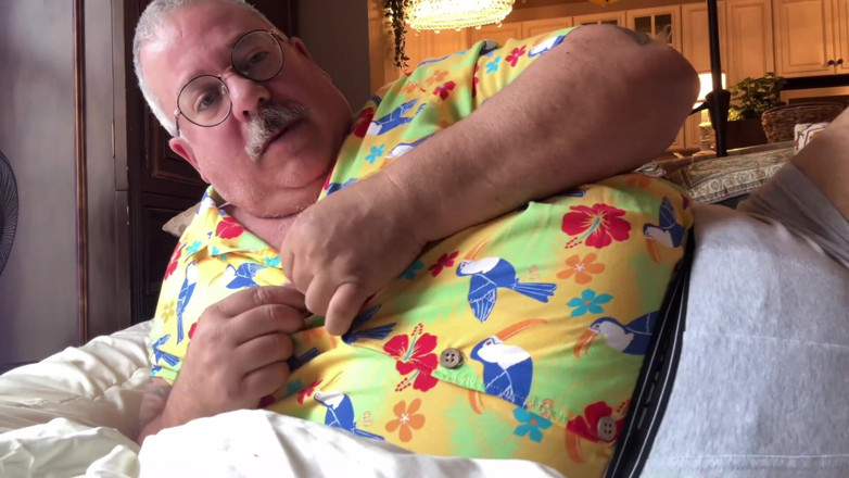 Hand-Free-Daddy-Chub: Starý tlustý trenér, mužská chub bear cums velká