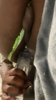 Black Solo Anal Sliding Green Jockmail Thong to the Side