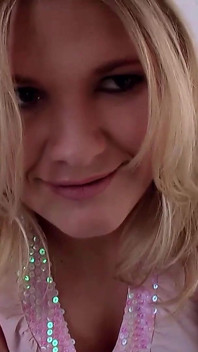 Hot blonde with huge tits masturbates her horny pussy for casting