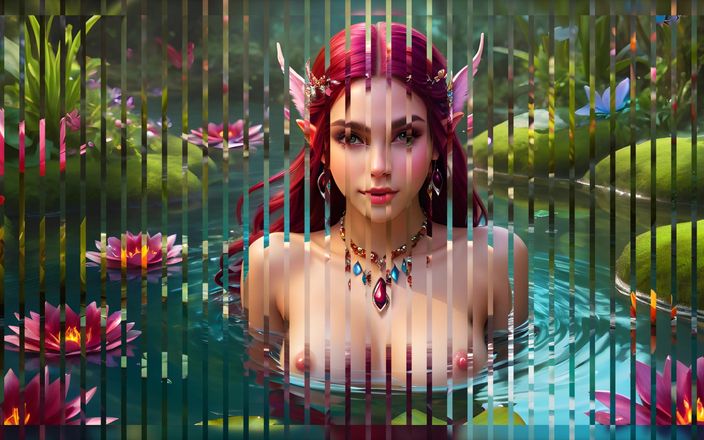 AI Girls: De belles filles elfes dans un étang d’eau