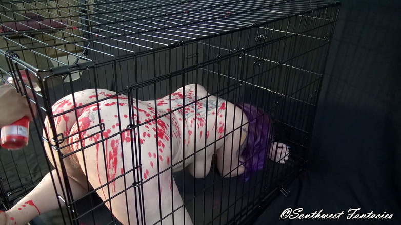 BDSM Kinky Play: Klec svíčky vosk a hitachi