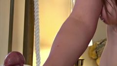 Plump Teen Sucks Cum From Old Man&#039;s Big Cock