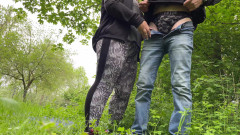 OurFetishLife: Son-in-law jerks off on sexy ass of mother-in-law pissing on...