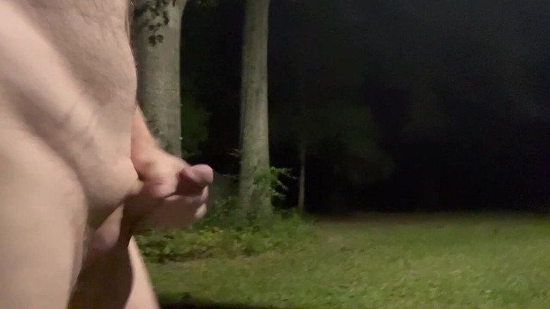 Sen Desi: Walking Naked Outside at Home at Night with Erection While...