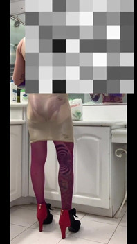 Sexy transe, dessous, strumpf, anal reiten, doppelt großer dildo