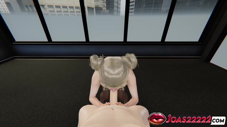 Joas22222: 3D хентай: возбужденный офис Risa дрочит двумя руками, грязный минет и глубокая глотка у глорихола, камшот