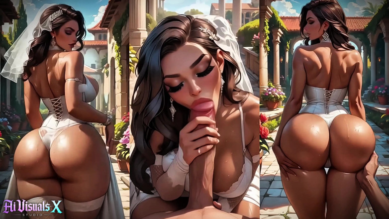 AI Visuals X: Cette mariée latina ne peut résister à une grosse noire juste...