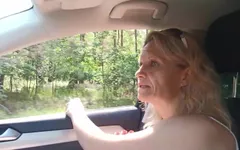 Old Sexy Hitchhiker Whore From Street Fucked in Forest with and Then Without a Condom