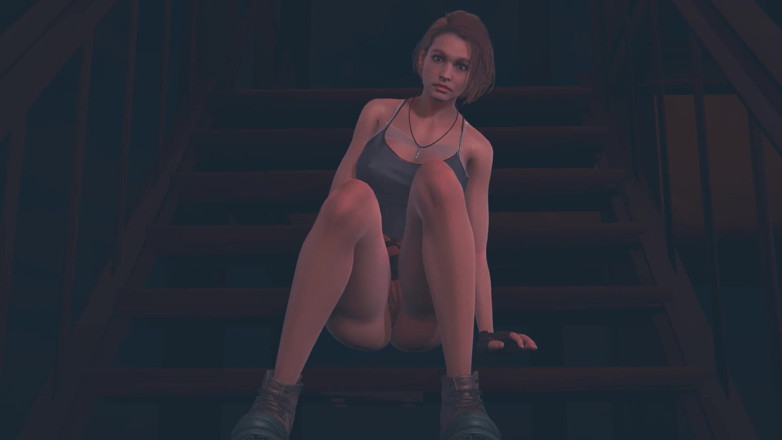 Waifu club 3D: Jill Valentine thủ dâm trên cầu thang