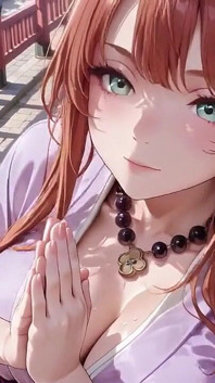 Red-haired Kimono Goddess! Kneeling Under the Sacred Torii Gate, She Adjusts Her Soaked Backless Outfit with a Shy Gaze.