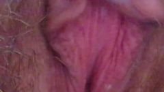 Hairy big clit pussy dripping wet close up orgasm