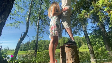 Alisa Lovely: Amateur teen girl witn natural tits loves outdoor risky fuck