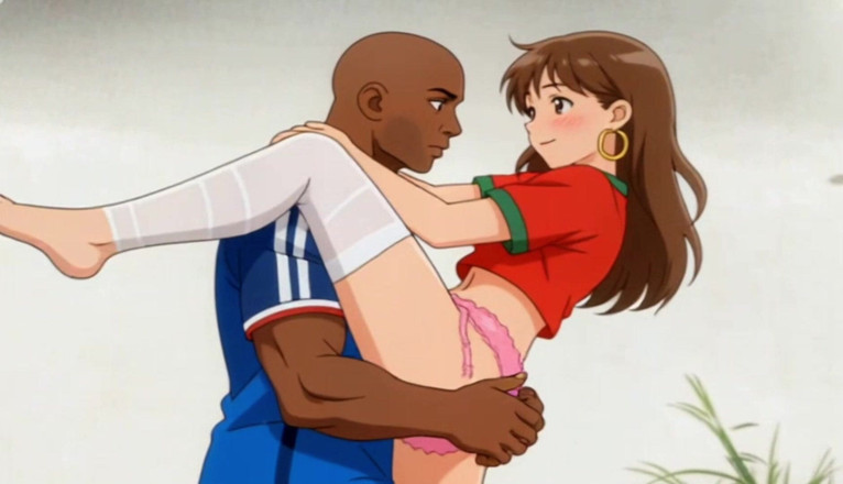 Hentai cartoon: Francie vs Maroko Černá Francouzka Šuká Mladou Marockou Kreslenou Hentai Animace