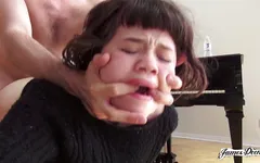 Yhivi gets sprayed in her mouth from James Deen