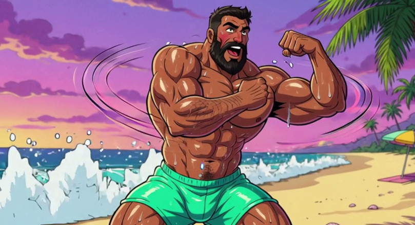 Erotic Man: Handsome Beach Men Animation