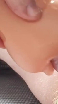 Soft Sloppy Blowjob From His New Exciting Toy, the Cock Bearly Fits