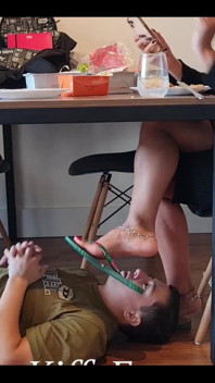 Goddess Kiffa Face Footstool Slave Under Table Foot Slave Serve as Face Footstool for Goddess Kiffa