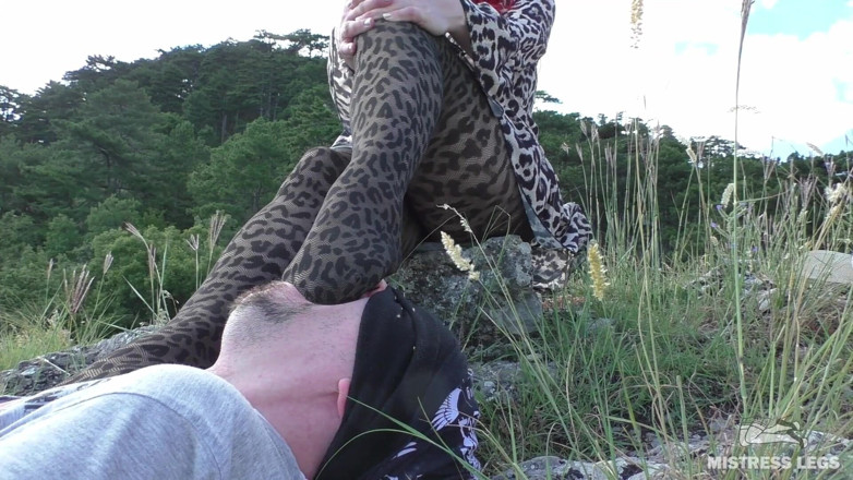 Mistress Legs: Pantyhose Foot Worship and Foot Gagging Outdoor